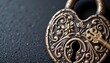 © Na - Vintage Lock and Key with Textured Details Dark Background