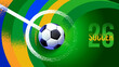 © momo design - Modern abstract Brazil football background with dynamic green and yellow brush strokes, soccer ball element