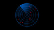 © RIHAN - High-tech military radar screen is scanning air traffic and sea area boats and ships with artificial intelligence alert with red dots
