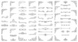 © Mamun - Extensive grid of vintage calligraphic corner and divider elements in black line art for classic document and border decoration.