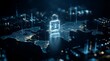 © Home Stock - Digital global security concept with illuminated world map and glowing neon lock icon representing data protection and cyber safety.