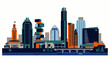 © ayu rizki wardani - Vector illustration of a city skyline with skyscrapers and buildings