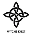 © EVGENIY - Witchs Knot symbol representing protection, unity and mystical traditions. Celtic geometric emblem with spiritual symbolism. Wicca symbol - Power of four elements. illustration isolated on a white