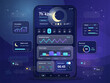 © Антон Сальников - Smartphone sleep tracking dashboard interface in dark mode