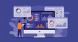 © shamim shamim - Data analyst working on financial performance dashboard using computer software to visualize market trends with multiple charts and graphs for business insights.