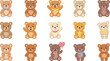 © Sajjad - Cute Teddy Bear Mascot Character Set with Different Emotions and Expressions for Kids Birthday Cards Stickers Nursery Decorations and Social Media Emoji Icons