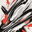© Vasanthraj - A Dynamic Abstract Painting Featuring Bold Black, Vibrant Red, and Graceful White Swirling Lines – Modern Expressionism Meets Fluid Motion