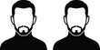 © MD Tariful islam - Male avatar silhouette icons, man face and beard concept, profile and identity design, human portrait and character theme, black and white flat vector illustration
