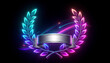 © noonekoon - Glow neon laurel wreath with metallic silver ribbon 輝くネオンの月桂冠とメタリックシルバーのリボン イラスト