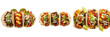 © new - Mexican Tacos Set Top View, Assorted Beef Chicken and Vegetarian Corn Tortilla Fajitas with Lime, Fresh Street Food Catering Menu Graphics, High-Quality Stock PNG Isolated on Transparent Background fo