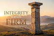 © Abul Kalam Azad - Integrity Stands Firm Stone Pillar on Grassy Hill at Sunrise Endurance Concept