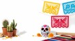 © Proliman - Day of the Dead altar decorations with skull and cactus.