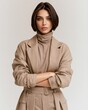 © Firadoaw - Trendy autumn fashion collection with minimalist aesthetic, neutral earth tone clothing on clean studio background, luxury editorial style