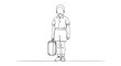© Gacor - Boy with suitcase, drawing, travel, childhood, simple line art, isolated on white