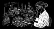 © Qunia - Scientist examining botanical samples in laboratory setup.