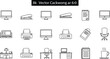 © asma - Office equipment icons outline workplace tools.