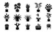 © MdRabbi - Assorted potted plant silhouettes vector set with decorative indoor greenery
