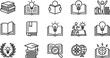 © MstSumaya - Education and knowledge line icon set featuring books graduation creativity study research smart learning and wisdom vectors