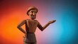 © TuruMuru - wooden figure displaying something against a colorful backdrop