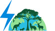 © Fitri Xcv - Green planet concept with wildlife animal silhouettes and blue lightning bolt