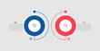 © hengky - Buy vs rent financial decision infographic template with big circle thick outline opposite direction with 2 points comparison flat style