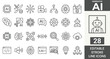 © Kingko - Generative AI line icon set featuring artificial intelligence, machine learning, chatbot, neural network, creativity, robot, and automation. Professional editable vector illustration