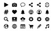 © Rune Veil - Social media icon set with generic network symbols for video chat share and content apps minimal black vector