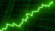 © JOJO.FN&CO.COM - Green arrow rising uptrend on stock market exchange display showing financial growth, business profit, price value increase, and investment performance report concept