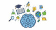 © nantsu - A light blue brain illustration surrounded by educational and scientific icons