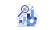 © Jihyo - Blue charts, magnifying glass analyzing data, and pie chart with rising arrow