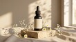 © ratihsabriah - botol serum kecantikan skincare glowing dengan nuansa alami
