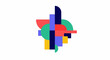 © dimas - Abstract geometric composition with overlapping colorful shapes on white