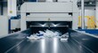 © Liew - Automated optical sorting system processing plastic waste on a conveyor belt in a modern industrial facility, showcasing advanced recycling technology.