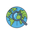© Khuriyatul - Globe with magnifying glass on earth.
