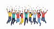 © Cemani - Diverse group of people celebrating with confetti, jumping joyfully
