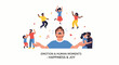 © cino - Vibrant illustration of diverse people celebrating joy and togetherness with abstract elements