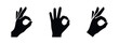 © Lili - OK hand gesture icons set. Human hands showing the excellent or approval sign in different styles.