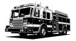 © Adam - Fire truck, emergency vehicle, black and white illustration, rescue concept, background