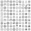 © SitiAinun - Collection of architectural tree symbols for landscape design in plan view and elevation, featuring hand-drawn sketch elements for urban planning