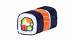 © berby - A vibrant, hand-drawn illustration of a sushi roll featuring salmon, avocado, and cucumber