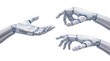 © HOAI PHAM - Robotic hands in metallic silver with blue accents demonstrating