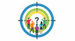 © hai - A target with concentric circles and a question mark in the center, surrounded by stylized people