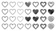 © serdon - Set of heart outline icons in different line and sketch styles