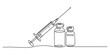 © Simanto - Medical syringe and two medicine vials in a continuous one line drawing style