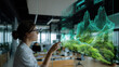 © plaassc - Data visualization, sustainability, woman, office, green, digital