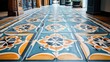 © HussainKhan - Patterned tile floor detail with vintage design symmetry and clean framing ideal for interior design or editorial visuals