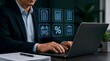 © Komang - Business, accounting and tax service with man on laptop for financial audit, budget planning and invoice. Professional, corporate and manager with bookkeeping, online banking and digital data.