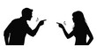 © AfiaIslam - man and woman arguing while pointing fingers at each other black silhouette