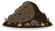 © Андрій О. - Cartoon illustration of a large pile of dark brown soil with rocks and grass sprouting from the ground.