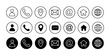 © Selter - Contact information and communication icon set. Web, business card and contact us line vector icons.